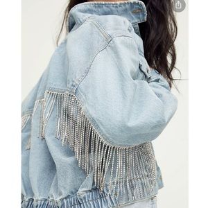 Free people rhinestone fringe jacket